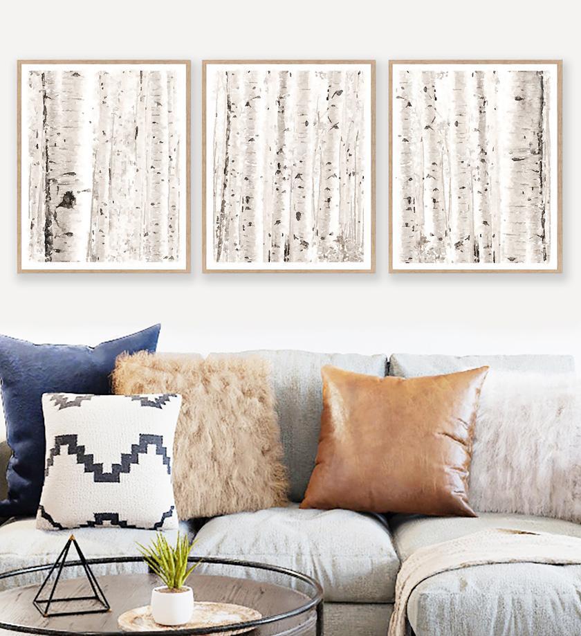 birch trees seasonal modern rustic printable art gallery wall